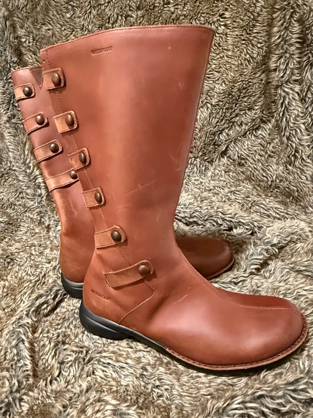 Vintage Merrell mid-calf Leather Waterproof Boots, Cherry Brown, size 8
